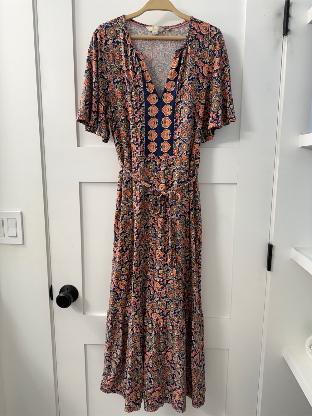 Boden Maxi Dress with Navy Placket - Picture 2 of 14